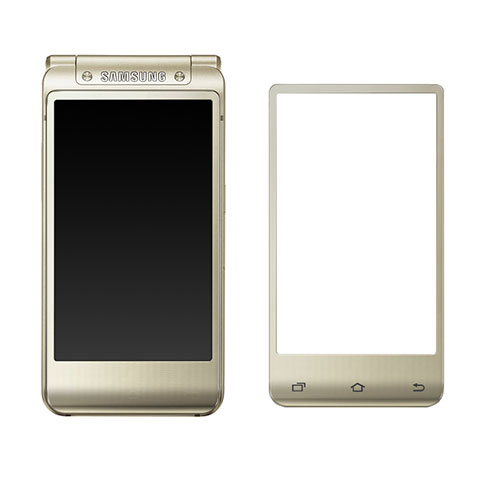 Samsung W(2016)用強化ガラス フル液晶保護フィルム F02 サムスン ゴールド