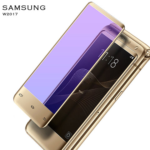 Samsung W(2017)用強化ガラス フル液晶保護フィルム サムスン ゴールド