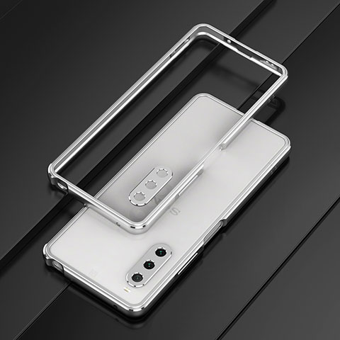 Sony Xperia 10 V用ケース 高級感 手触り良い アルミメタル 製の金属製 バンパー カバー ソニー シルバー