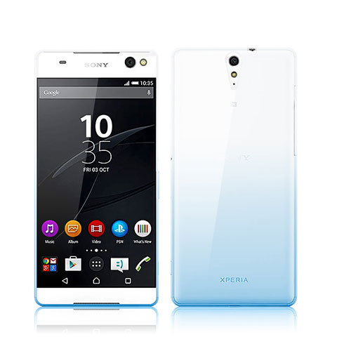 Sony Xperia C5 Ultra用極薄ソフトケース グラデーション 勾配色 クリア透明 ソニー ネイビー