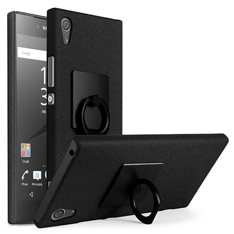 Sony Xperia XA1用ハードケース カバー プラスチック アンド指輪 ソニー ブラック