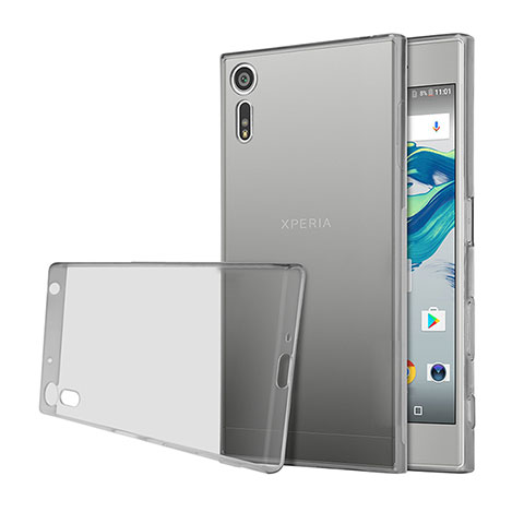 Sony Xperia XZ用極薄ソフトケース シリコンケース 耐衝撃 全面保護 クリア透明 ソニー グレー