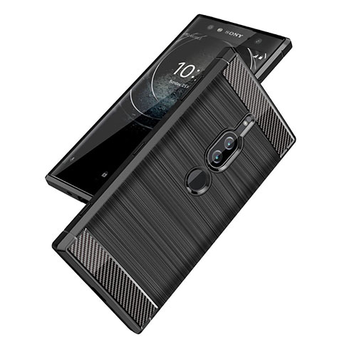Sony Xperia XZ2 Premium用シリコンケース ソフトタッチラバー ツイル カバー ソニー ブラック