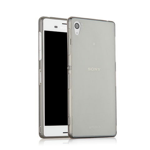 Sony Xperia Z3用極薄ソフトケース シリコンケース 耐衝撃 全面保護 クリア透明 ソニー グレー