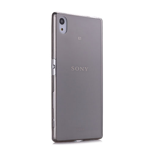Sony Xperia Z5用極薄ソフトケース シリコンケース 耐衝撃 全面保護 クリア透明 ソニー グレー