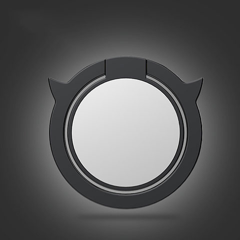 スタンドタイプのスマートフォン ホルダー マグネット式 ユニバーサル バンカーリング 指輪型 Z20 ブラック