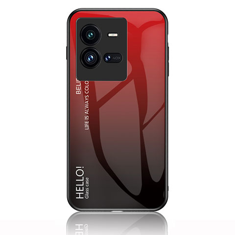 Vivo iQOO 10 Pro 5G用ハイブリットバンパーケース プラスチック 鏡面 虹 グラデーション 勾配色 カバー LS1 Vivo レッド