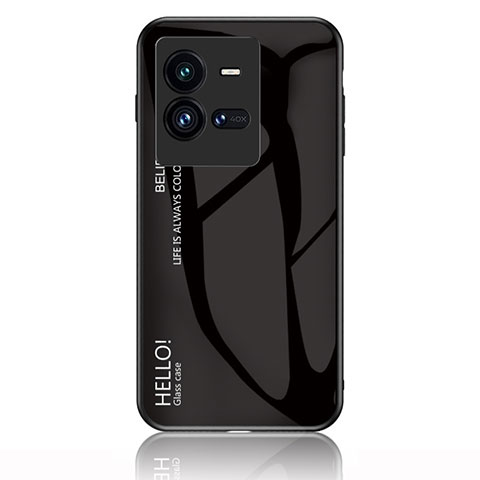 Vivo iQOO 10 Pro 5G用ハイブリットバンパーケース プラスチック 鏡面 虹 グラデーション 勾配色 カバー LS1 Vivo ブラック