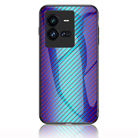 Vivo iQOO 10 Pro 5G用ハイブリットバンパーケース プラスチック 鏡面 虹 グラデーション 勾配色 カバー LS2 Vivo ネイビー