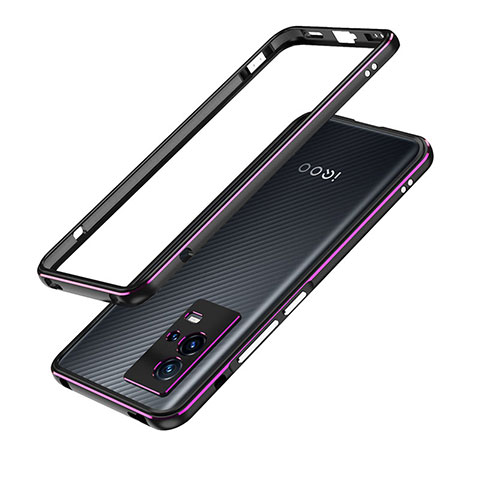 Vivo iQOO 8 5G用ケース 高級感 手触り良い アルミメタル 製の金属製 バンパー カバー A01 Vivo パープル