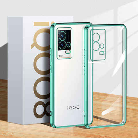Vivo iQOO 8 5G用極薄ソフトケース シリコンケース 耐衝撃 全面保護 クリア透明 H01 Vivo グリーン