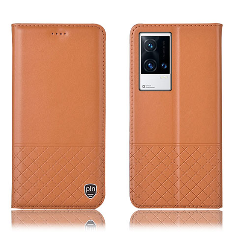 Vivo iQOO 8 Pro 5G用手帳型 レザーケース スタンド カバー H09P Vivo オレンジ