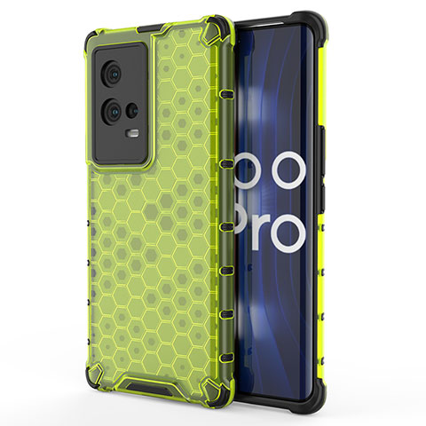 Vivo iQOO 8 Pro 5G用360度 フルカバー ハイブリットバンパーケース クリア透明 プラスチック カバー Vivo グリーン