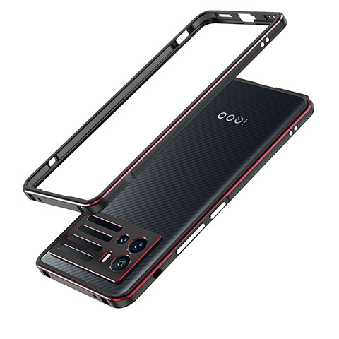 Vivo iQOO 9 5G用ケース 高級感 手触り良い アルミメタル 製の金属製 バンパー カバー Vivo レッド・ブラック