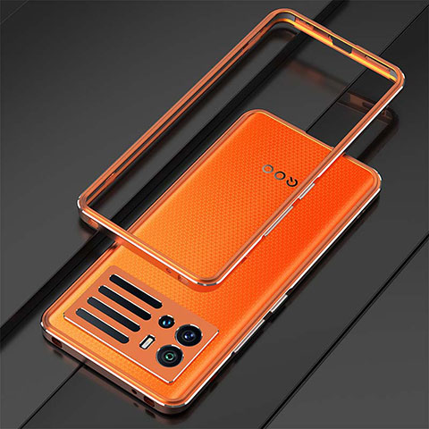 Vivo iQOO 9 5G用ケース 高級感 手触り良い アルミメタル 製の金属製 バンパー カバー A01 Vivo オレンジ