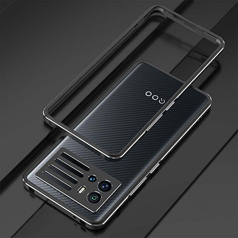 Vivo iQOO 9 5G用ケース 高級感 手触り良い アルミメタル 製の金属製 バンパー カバー A01 Vivo ブラック