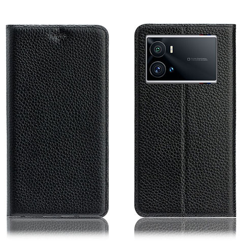 Vivo iQOO 9 Pro 5G用手帳型 レザーケース スタンド カバー H02P Vivo ブラック
