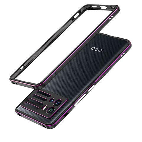 Vivo iQOO 9 Pro 5G用ケース 高級感 手触り良い アルミメタル 製の金属製 バンパー カバー Vivo パープル