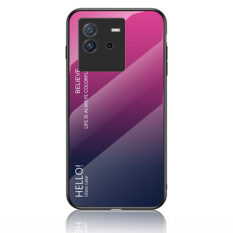 Vivo iQOO Neo6 5G用ハイブリットバンパーケース プラスチック 鏡面 虹 グラデーション 勾配色 カバー LS1 Vivo ローズレッド