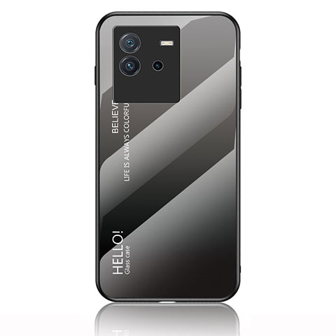 Vivo iQOO Neo6 SE 5G用ハイブリットバンパーケース プラスチック 鏡面 虹 グラデーション 勾配色 カバー LS1 Vivo ダークグレー