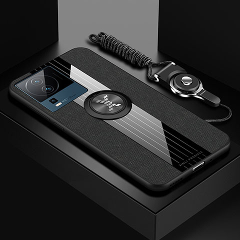 Vivo iQOO Neo7 5G用極薄ソフトケース シリコンケース 耐衝撃 全面保護 アンド指輪 マグネット式 バンパー X03L Vivo ブラック