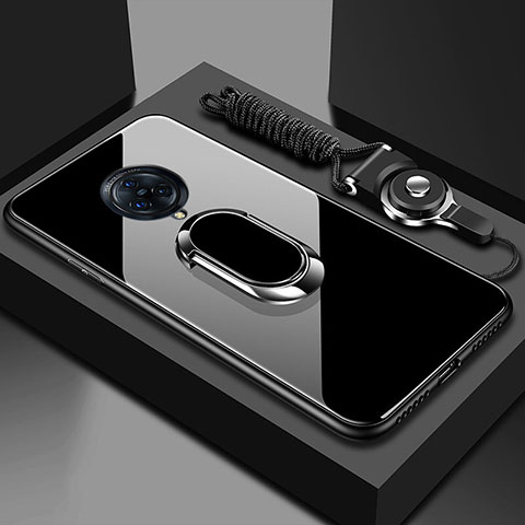 Vivo Nex 3 5G用ハイブリットバンパーケース プラスチック 鏡面 カバー アンド指輪 マグネット式 Vivo ブラック
