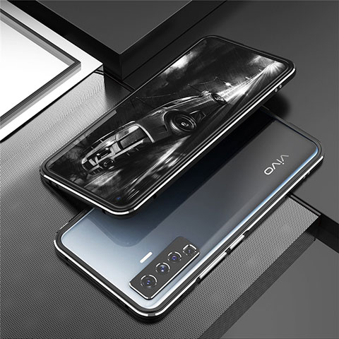 Vivo X50 5G用ケース 高級感 手触り良い アルミメタル 製の金属製 バンパー カバー A01 Vivo シルバー・ブラック
