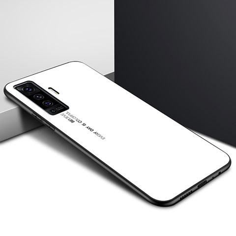 Vivo X50 5G用ハイブリットバンパーケース プラスチック 鏡面 カバー Vivo ホワイト