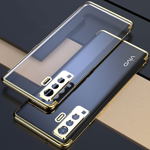 Vivo X50 5G用極薄ソフトケース シリコンケース 耐衝撃 全面保護 クリア透明 H05 Vivo ゴールド