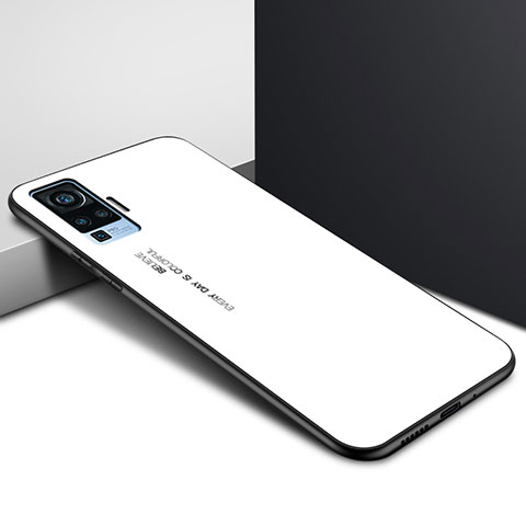 Vivo X50 Pro 5G用ハイブリットバンパーケース プラスチック 鏡面 カバー Vivo ホワイト