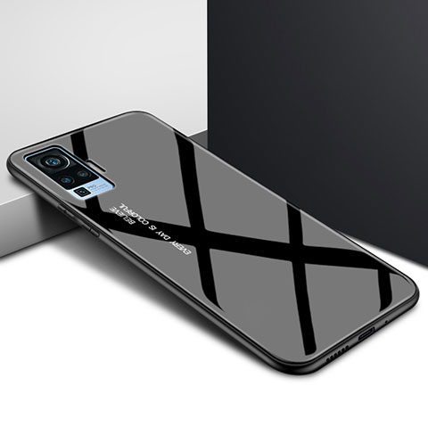 Vivo X50 Pro 5G用ハイブリットバンパーケース プラスチック 鏡面 カバー Vivo ブラック
