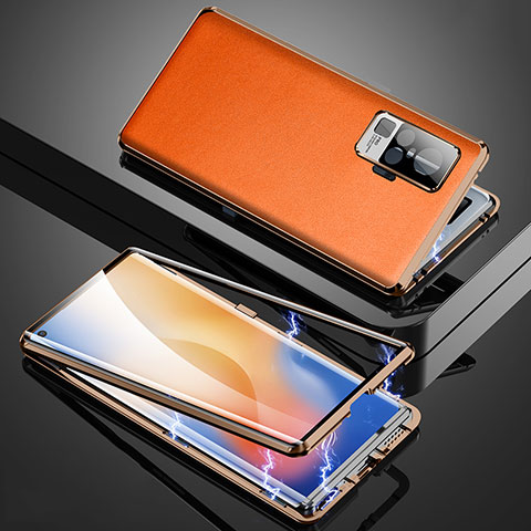 Vivo X50 Pro 5G用ケース 高級感 手触り良い アルミメタル 製の金属製 カバー M04 Vivo オレンジ