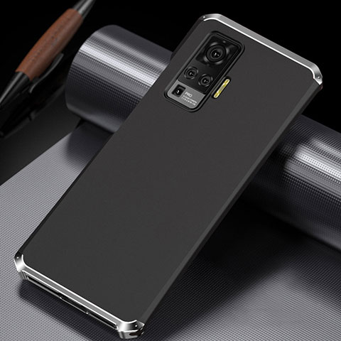 Vivo X51 5G用ケース 高級感 手触り良い アルミメタル 製の金属製 カバー M02 Vivo シルバー・ブラック