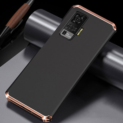 Vivo X51 5G用ケース 高級感 手触り良い アルミメタル 製の金属製 カバー M02 Vivo ゴールド・ブラック