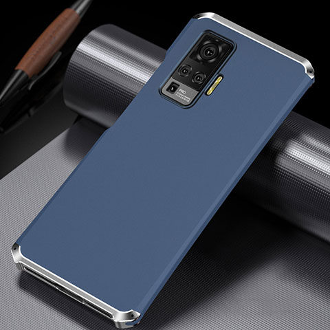 Vivo X51 5G用ケース 高級感 手触り良い アルミメタル 製の金属製 カバー M02 Vivo ネイビー