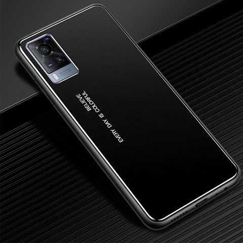 Vivo X60 5G用ケース 高級感 手触り良い アルミメタル 製の金属製 カバー Vivo ブラック
