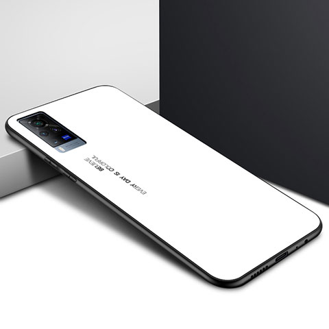 Vivo X60 Pro 5G用ハイブリットバンパーケース プラスチック 鏡面 カバー Vivo ホワイト