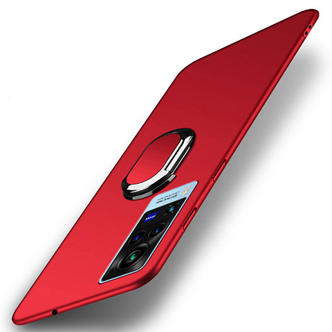Vivo X60 Pro 5G用ハードケース プラスチック 質感もマット アンド指輪 マグネット式 A01 Vivo レッド