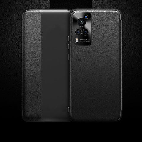 Vivo X60 Pro 5G用手帳型 レザーケース スタンド カバー Vivo ブラック