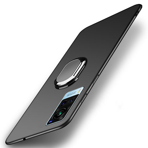 Vivo X60T 5G用ハードケース プラスチック 質感もマット アンド指輪 マグネット式 A01 Vivo ブラック
