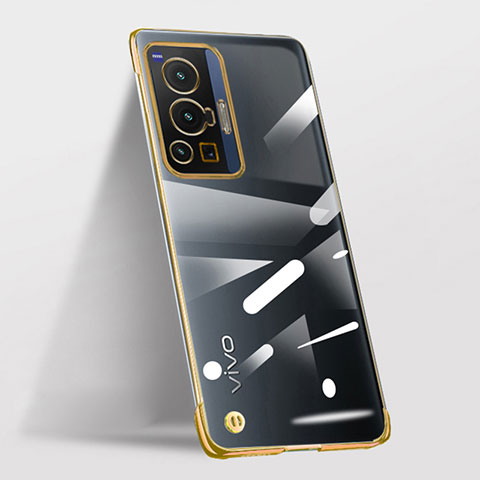 Vivo X70 Pro 5G用ハードカバー クリスタル クリア透明 フレームレス Vivo ゴールド