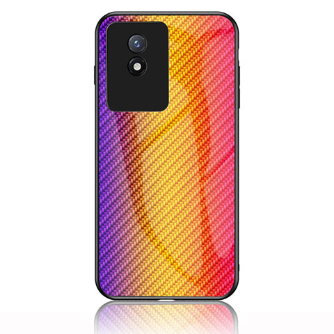 Vivo Y02A用ハイブリットバンパーケース プラスチック 鏡面 虹 グラデーション 勾配色 カバー LS2 Vivo オレンジ