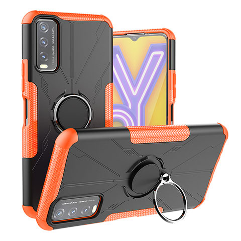 Vivo Y12s用ハイブリットバンパーケース プラスチック アンド指輪 マグネット式 JX1 Vivo オレンジ