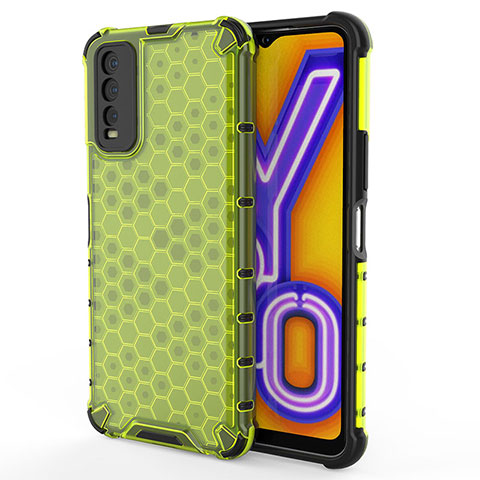 Vivo Y20s用360度 フルカバー ハイブリットバンパーケース クリア透明 プラスチック カバー AM2 Vivo グリーン