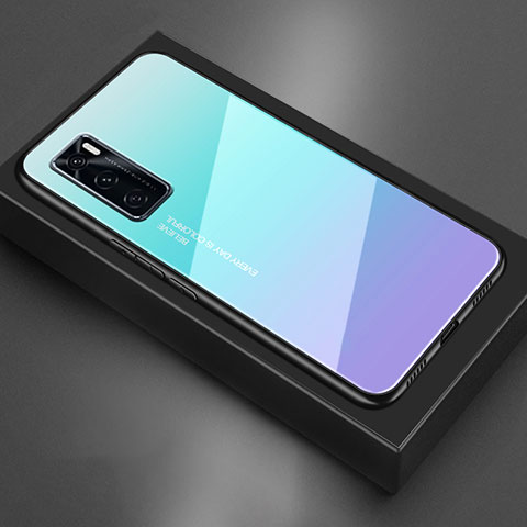 Vivo Y70 (2020)用ハイブリットバンパーケース プラスチック 鏡面 カバー Vivo ブルー