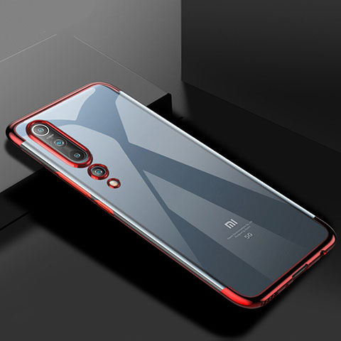 Xiaomi Mi 10用極薄ソフトケース シリコンケース 耐衝撃 全面保護 クリア透明 S2 Xiaomi レッド