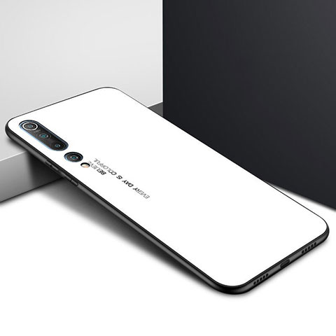 Xiaomi Mi 10用ハイブリットバンパーケース プラスチック パターン 鏡面 カバー Xiaomi ホワイト