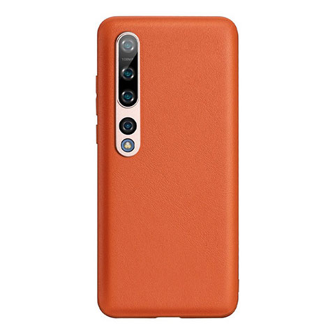 Xiaomi Mi 10用ケース 高級感 手触り良いレザー柄 S06 Xiaomi オレンジ