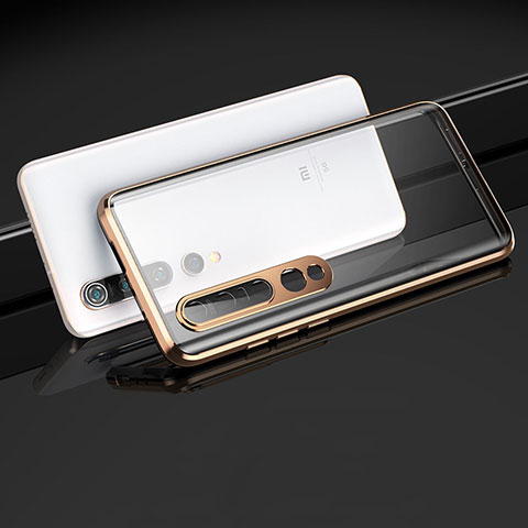 Xiaomi Mi 10 Pro用ケース 高級感 手触り良い アルミメタル 製の金属製 360度 フルカバーバンパー 鏡面 カバー M03 Xiaomi ゴールド