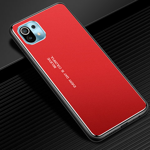 Xiaomi Mi 11 5G用ケース 高級感 手触り良い アルミメタル 製の金属製 カバー Xiaomi レッド